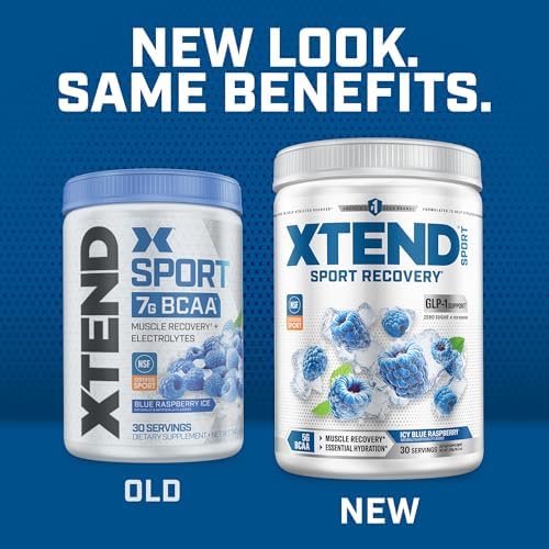 XTEND Sport BCAA Powder Blue Raspberry Ice - Electrolyte Powder for Recovery & Hydration with Amino Acids - 30 Servings - Image 4