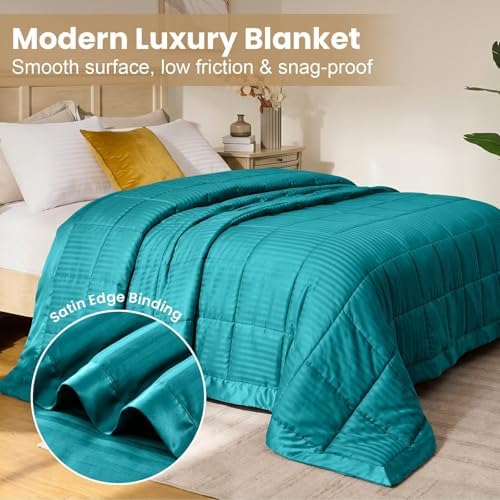 downluxe King Size Blanket with Satin Trim, Lightweight Down Alternative King Blanket for All Season, Machine Washable (Teal, 108 x 90 Inch) - Image 3