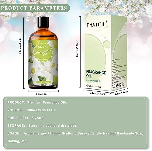 PHATOIL 3.38FL.OZ Orange Blossom Fragrance Oils for Aromatherapy, Essential Oils for Diffusers for Home, Perfect for Diffuser, DIY Candle and Soap Making, DIY Scented Products - 100ml - Image 3