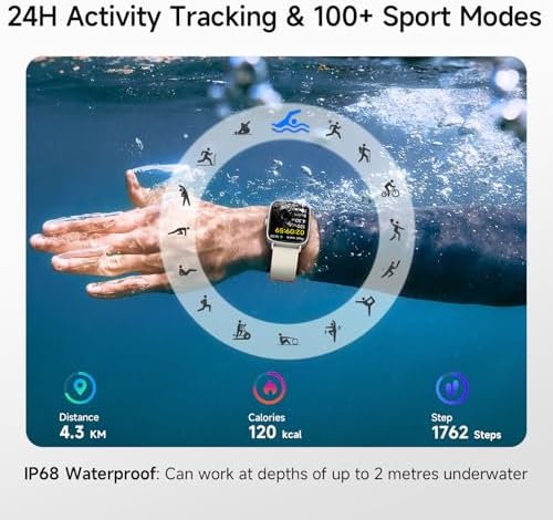 Smart Watch for Women, 1.85" HD Smartwatch Compatible iPhone/Samsung/Android (Answer/Make Calls), 100+ Sport Modes Fitness Tracker with Heart Rate/Sleep/SpO2 Monitor, IP68 Waterproof (Beige) - Image 3