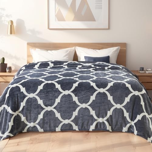 Richave Gray Pattern Twin Size Blanket,Premium Lightweight Anti-Static 66x90 Inches Throw Blankets for Twin/Twin XL Extra Long Bed,Couch, Sofa, Chair, Camping, Picnic,Grey and White by RICHAVE