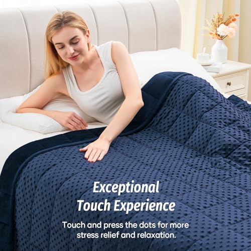 Wemore Weighted Blanket for Adults 15 lbs Queen Size 60"x80" Navy Blue - Image 4