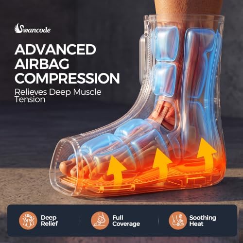 Foot Massager with Air Compression and Heat, FSA Eligible HSA Portable Cordless Ankle and Calf Massager with 5 Modes & 5 Intensities, Lightweight Compression Boots for Muscle Relaxation (1PC) - Image 3