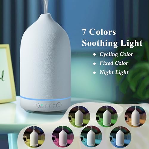 Diffuserlove Ceramic Essential Oil Diffuser 160ML Aromatherapy Diffuser for Home Bedroom Room Cool Mist Humidifier Stone Air Diffusers (Size:6.8" H x 3.6" W) - Image 4
