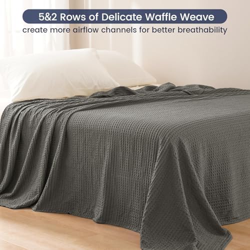 PHF Lightweight Waffle Weave Blanket King Size 104"x 90", Soft Woven Summer Blanket for Hot Sleepers - Aesthetic Home Decor for Couch Bed Sofa, Pet Friendly, Grey - Image 4