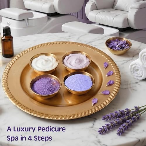 NOVAL Deluxe Pedi Spa 4 Steps Pedicure Kit, Foot Spa Kit with Sea Salt Soak, Sugar Scrub, Mud Masque and Massage Lotion, At Home Pedicure Set for Dry Tired Feet (Lavender Whispers) - Image 6
