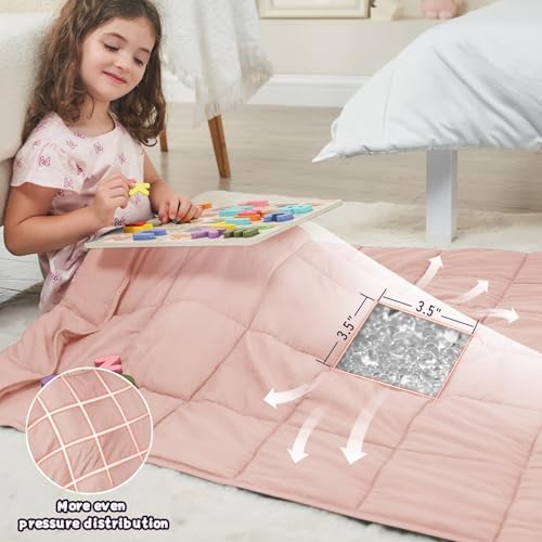 Weighted Blanket 10lbs, 40"x60", Twin Size Cooling Heavy Throw Blanket for 80-120lbs, Microfiber Soft Big Blankets Weighted Comforter, Pink - Image 3