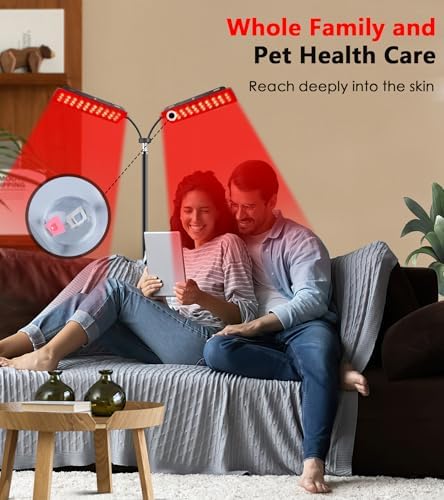 Red Light Therapy for Face Body, Astarexin Dual-Headed Infrared Light Therapy Lamp with Stand - 660nm Redlight and 850nm Near Infrared Light Therapy Device for Fully Body Pain Relief - Image 4