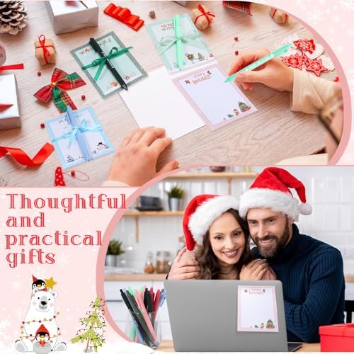 Pajean 72 Pcs Christmas Notepad Pen Set Bulk with Ribbon Gifts - Image 4