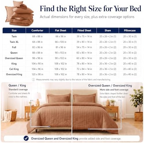 CozyLux King Size Comforter Set, 7 Pieces Pumpkin Seersucker Bed in a Bag - Image 6