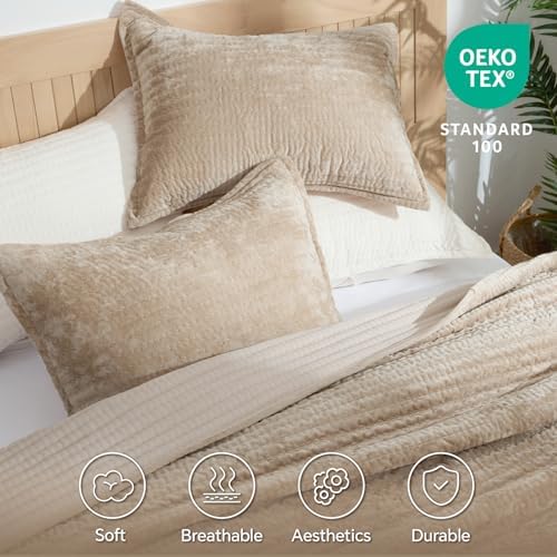 BEDELITE Velvet Quilt Set Queen Size, Luxury Velvet Comforter Bedding - Image 6