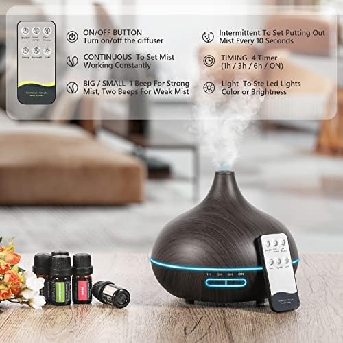 SACATR 550ml Oil Diffuser with 30x5ml Aromatherapy Grade Essential Oils - Image 3