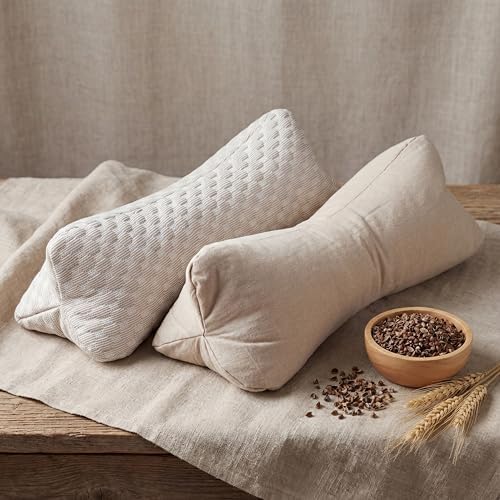 Buckwheat Neck Support Pillow Triangular Cylinder Bolster Pillow 16"x 5.5" by Unknown