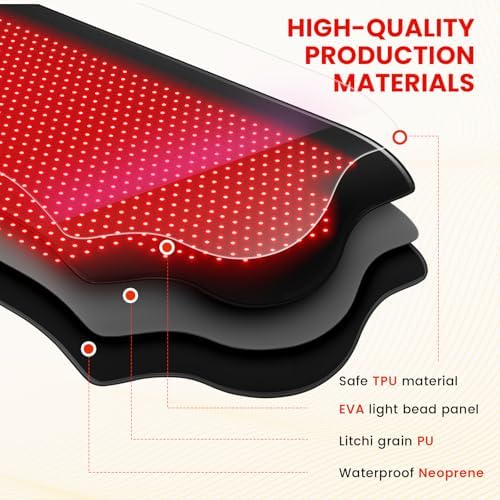 Red Light Therapy for Body, Infrared Light Therapy, 73"x 32" Red-Light Mat for Full Body, 1090 LEDs, 3-in-1 LED Bead, 660nm & 850nm, Pain Relief, Light-Therapy for Dogs, Knee, Shoulder, Back - Image 4