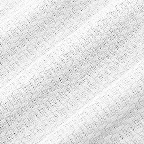 Sweet Home Collection 100% Fine Cotton Luxurious Basket Weave Blanket, White King(Pack of 1) - Image 3