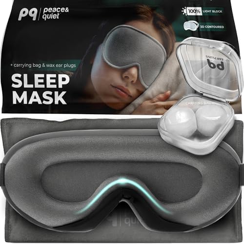 Peace&Quiet | PQ Sleep Mask for Side Sleepers - 3D Contoured Light Blocking Sleeping Mask for Women and Men, Lightweight & Soft Eye Shade Cover for Deep Rest, Premium Quality (Grey) by PeaceQuiet