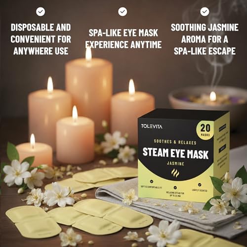 TOLEVITA Steam Eye Mask, 20 Pack Self-Heating Disposable Warm Eye Masks for Relaxation & Comfort (Jasmine) - Image 5