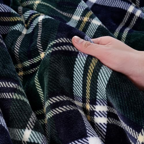 PU MEI Sherpa Fleece Throw Blanket 80" x 90" Reversible Plush Fluffy Large Big Blanket Lattice Flannel Blankets for All Season Use,Dark Green Check - Image 5