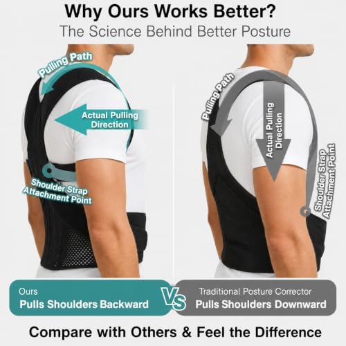Full Back Posture Corrector for Men – Pull-Back System Posture Brace – Wide Soft Straps, Breathable Mesh, Adjustable Support for Slouching, Rounded Shoulders & Upper Spine Pain Relief - Image 5