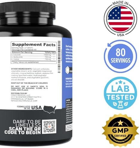 3000mg BCAA Pills | 2:1:1 Branched-Chain Amino Acids, 240 Tablets - Image 5