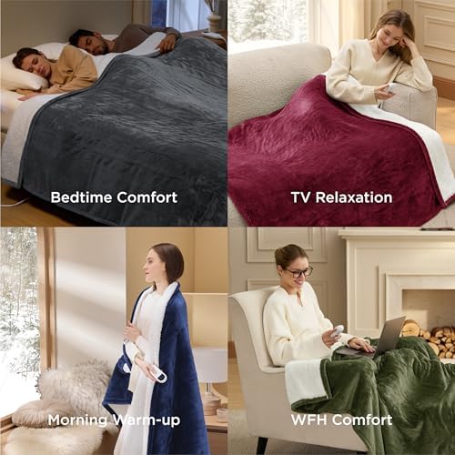 Bedsure Heated Blanket Full Size, Soft Electric Blanket with Preheat, Green - Image 7