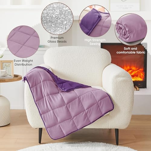 Weighted Blanket for Adults 5lbs, 24"x29", Cooling Heavy Throw Blanket, Microfiber Soft Big Blankets Weighted Comforter, Purple - Image 7