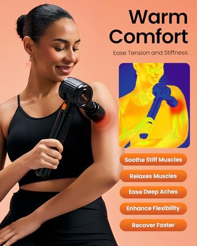 NAPRE Massage Gun with Heat and Cold,Massage Gun Deep Tissue with Extension Handle & 3 Adjustable Angles,Handheld Percussion Back Massager for Muscle/Neck/Body Pain Relief,6 Heads,with Case - Image 4