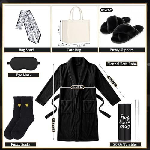 Patelai 7 Pcs Birthday Gifts for Women Spa Robe and Slippers Set Self Care Gift Basket for Women Spa Gift Basket for Friend - Image 2