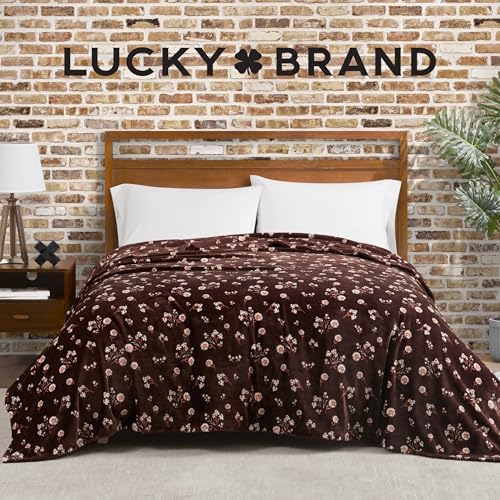Lucky Brand Daisy Brown Floral 90"X90" Cozy Plush Blanket - Premium Microfiber Throw for Luxurious Comfort and Style Full/Queen Size - Image 5