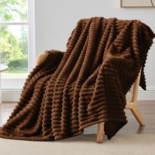 BEDELITE Ribbed Chocolate Brown Throw Blanket for Couch, 50"x60" by BEDELITE
