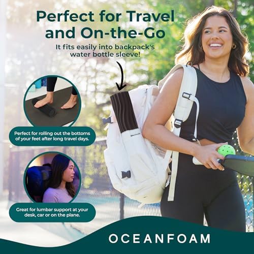 Oceanfoam Ripple Travel Foam Roller (11" x 3.35") Firm Mini Foam Roller for Physical Therapy, Deep Tissue Massage, Back Pain - High Density, Ergonomic Wave Textured, Yoga, Pilates, Exercise (Charcoal) - Image 5