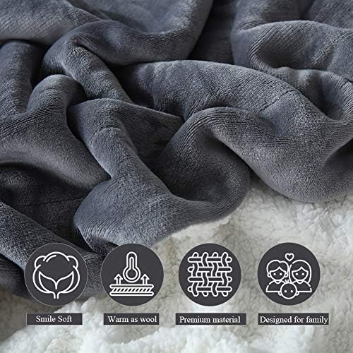 NANPIPER Flannel Blanket Reversible Sherpa Throw Blanket Super Soft Fuzzy Plush Microfiber (90"x90" Gray) Queen - Image 4