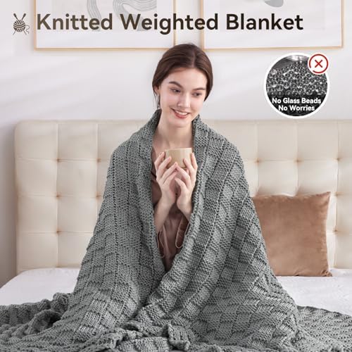 Knitted Weighted Blanket for Adult, No Beads Heavy Blanket 40"x60" 7lbs - Image 5