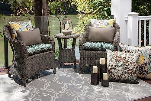 Pillow Perfect Forsyth Solid Indoor/Outdoor Floor Pillow Plush Fill, Weather and Fade Resistant, Floor - 25" x 25", Brown, - Image 7