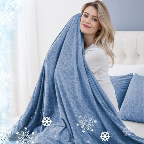 CHOSHOME Cooling Blanket for Hot Sleepers Lightweight Summer Cold Thin Blankets for Sleeping, Hot Flashes Night Sweats, Soft Blanket for Bed, California King 96" x 102", Blue by CHOSHOME
