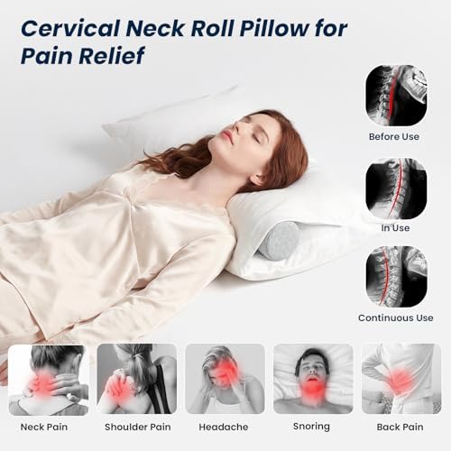 Neck Roll Cervical Pillow for Neck Pain Relief - Memory Foam Neck Pillow for Bed | Round Neck Pillows for Sleeping (Grey, X-Small - 3.5" H) - Image 6