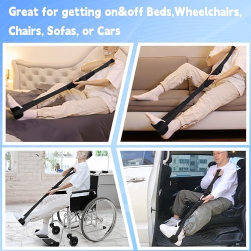 36 Inch Long Leg Lifter, Rigid Leg Lifter Strap with EVA Handgrips &Foot Loop, Leg Lifter After Hip Replacement&Knee Surgery Recovery Aids Kit,Getting Legs in and Out of Bed,Car,Wheelchair (Black) - Image 2