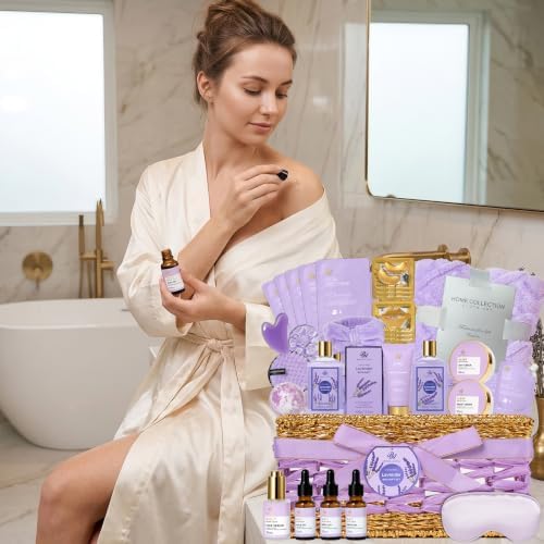 Gifts for Women, 35 Pcs Lavender Bath & Body Gift Basket, Get Well Soon Set - Image 5
