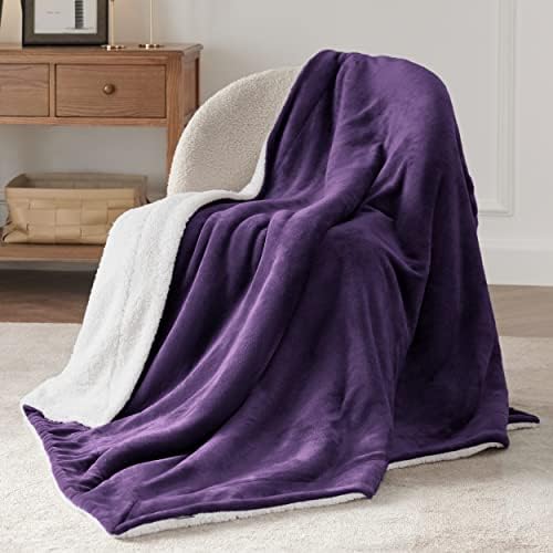 Bedsure GentleSoft Sherpa Fleece Twin Size Blanket for Couch, Non-Heated, Thick and Warm Throw Gifts for Women and Girls, Soft Fuzzy Plush Twin Blanket for Winter, Purple, 60x80 Inches - Image 3