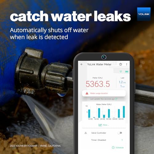NSF Certified Pulse Meter + Shutoff Valve Kit, 1/2", FlowSmart Controller YS5006 Reads Meter Pulses, Real-Time Usage & Leak Detection, Auto Shutoff (D2D Offline), LoRa Long Range, Hub Included - Image 3