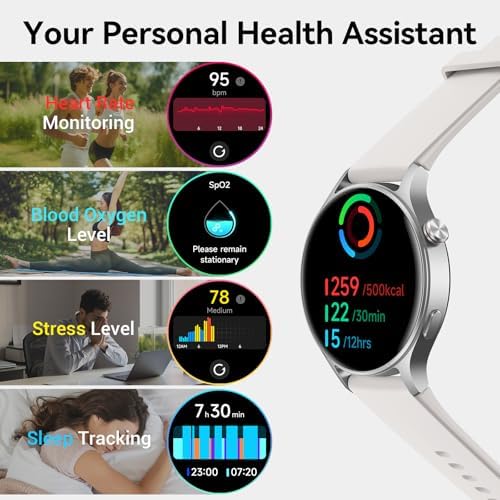 Fitpolo Smart Watch for Men Women,1.3" AMOLED Touchscreen Fitness Tracker, Make/Answer Calls, Heart Rate SpO2 Monitor, 3ATM Waterproof, Sleep & Activity Tracking Smartwatch for Android Phones iPhone - Image 4