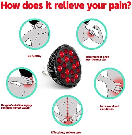 Red Light Therapy Bulb 660nm Red & 850nm Near Infrared, Light Therapy Bulb, E26/27 Base Lamp with Power Cord, Home Wellness & Muscle Recovery, 18 LED, 54W, Combo Device for Face & Skin Health - Image 6