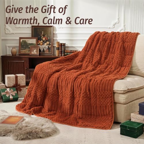 Wemore Sherpa Fleece Weighted Blanket for Adults, Orange 60" x 80" 15 lbs - Image 4