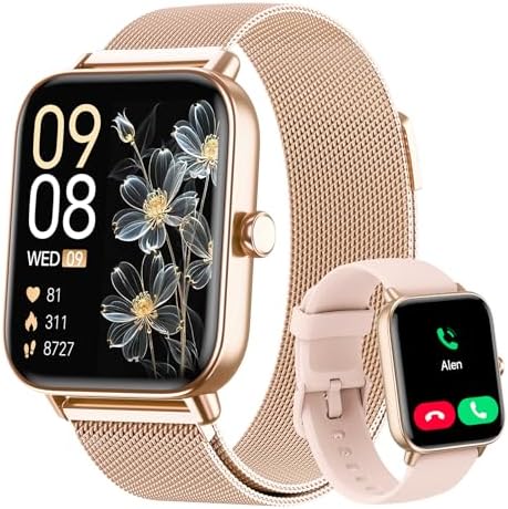 Smart Watches for Women, 1.85" HD Alexa Built-in Smart Watch for Android Phones & iPhones, Health Tracker with Heart Rate/Blood Oxygen/Sleep Monitor, 120+ Sport Modes Fitness Trackers for Women, Gift by Hingso