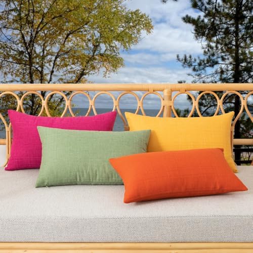 Kevin Textile Outdoor Waterproof 12”x24” Pillow Covers 2 Pack, Orange - Image 4