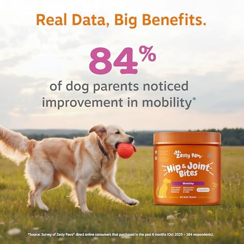 Zesty Paws Hip and Joint Supplement for Dogs - Glucosamine with Chondroitin, MSM, Vitamins C and E Dog Joint Relief - Mobility Bites Duck – 90 Count (Pack of 3) - Image 4