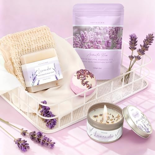 Gifts for Women Birthday Gift Baskets, Lavender Relaxing Home Spa Set - Image 6