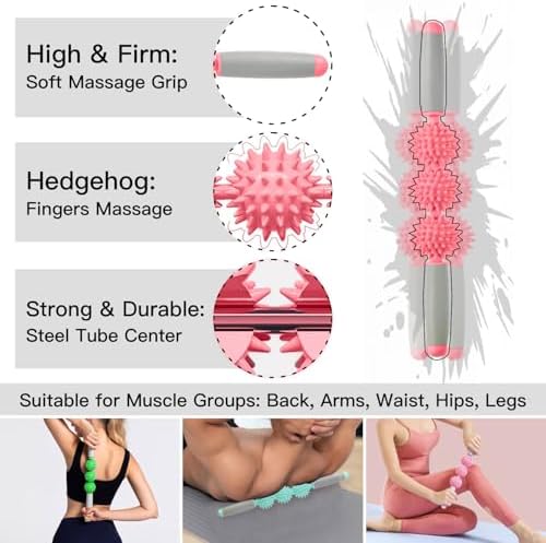 Cellulite Massager, Fascia Blaster for Cellulite, Muscle Roller Stick Lymphatic Drainage Massager for Relif Body Sorness, Trigger Points, Sports Legs, Back Recovery, Candy Pink - Image 4