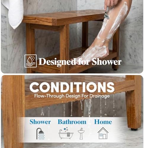 AquaTeak Spa 36" Teak Shower Bench - Image 5