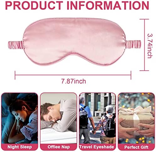 IEKEODI 2 Pack Silk Sleep Masks, Light Blocking Eye Masks, Black & Pink - Image 2